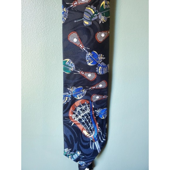 Fratello Hand Made Lacrosse Men's Necktie LAX Black - Picture 3 of 6